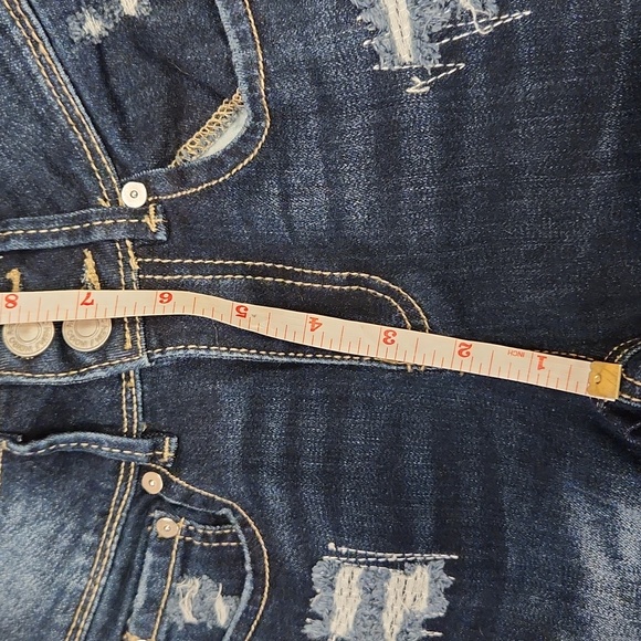 Indigo Rein Dark Blue Distressed Ankle Jeans - Picture 5 of 10